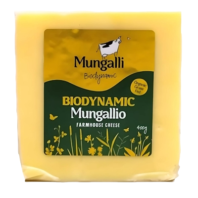 CHEESE CHEDDAR MUNGALLIO *400G - ORGANIC BIODYNAMIC (MUNGALLI CREEK)